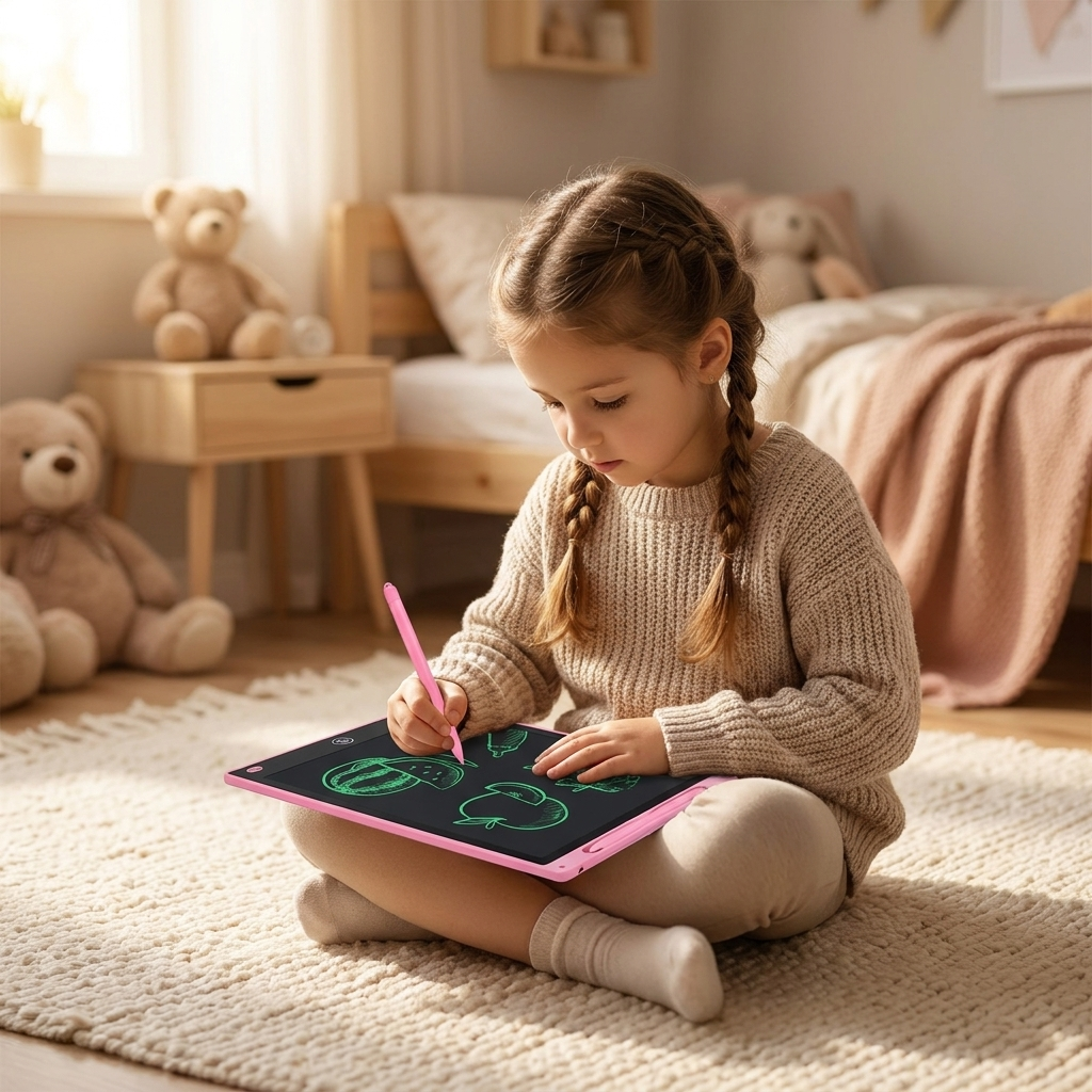 Pink single-colour tablet lifestyle