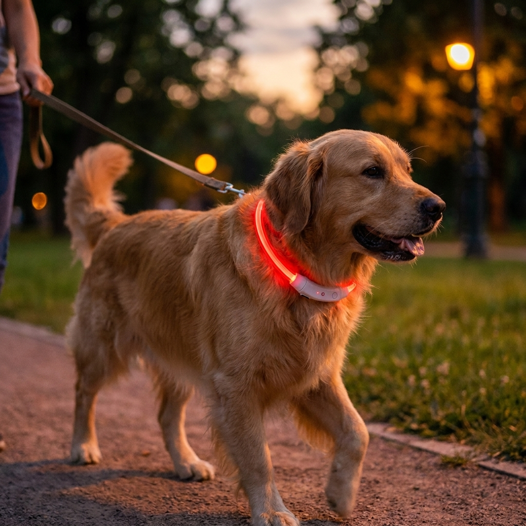 Fibre optic dog collar red lifestyle
