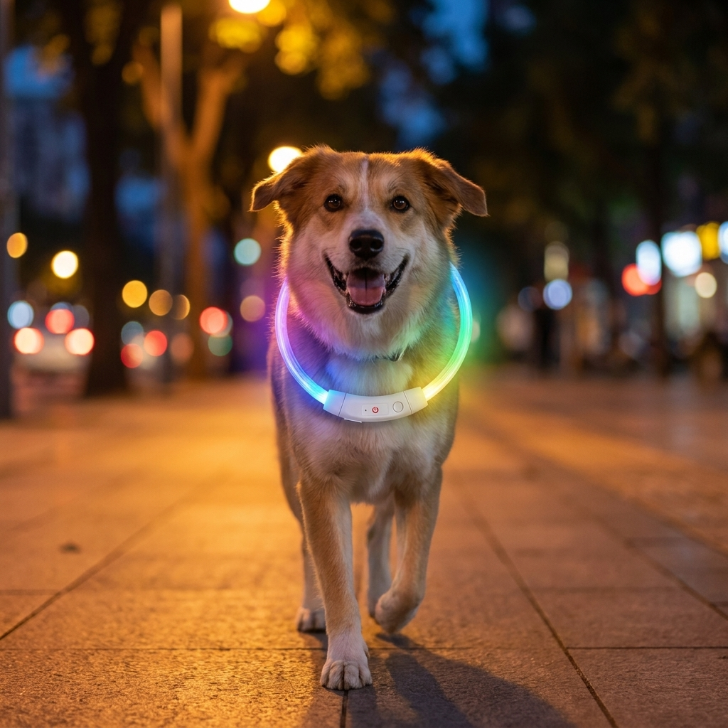 Fibre optic dog collar coloured lifestyle