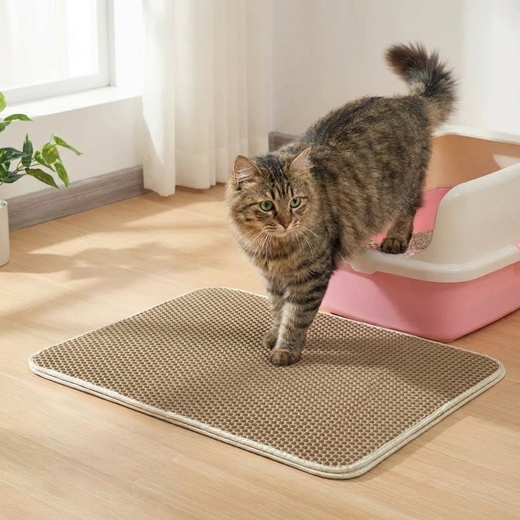 Cat litter mat khaki lifestyle