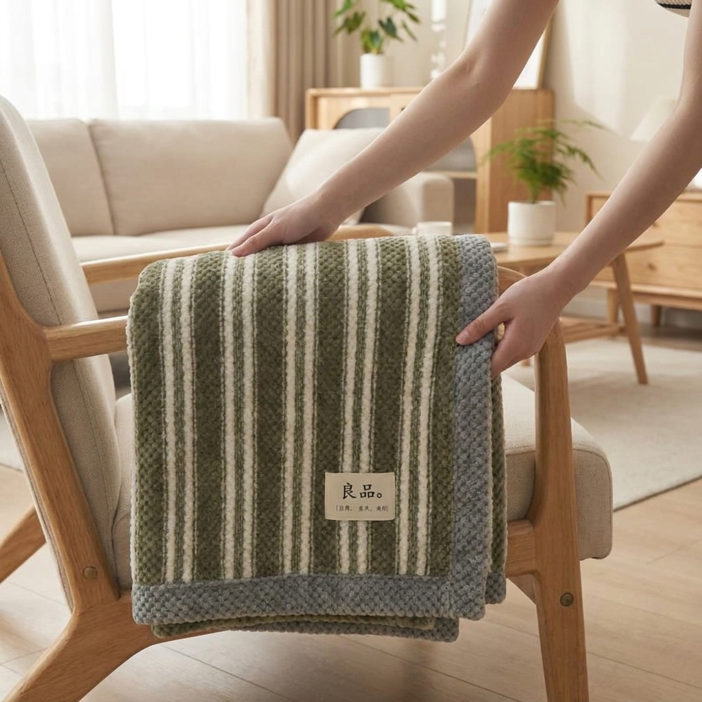 Chenille knit throw blanket coffee mid checkered lifestyle