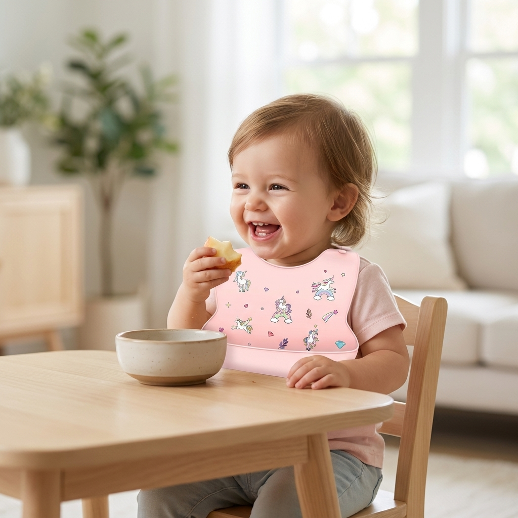 Baby bib unicorn pink lifestyle