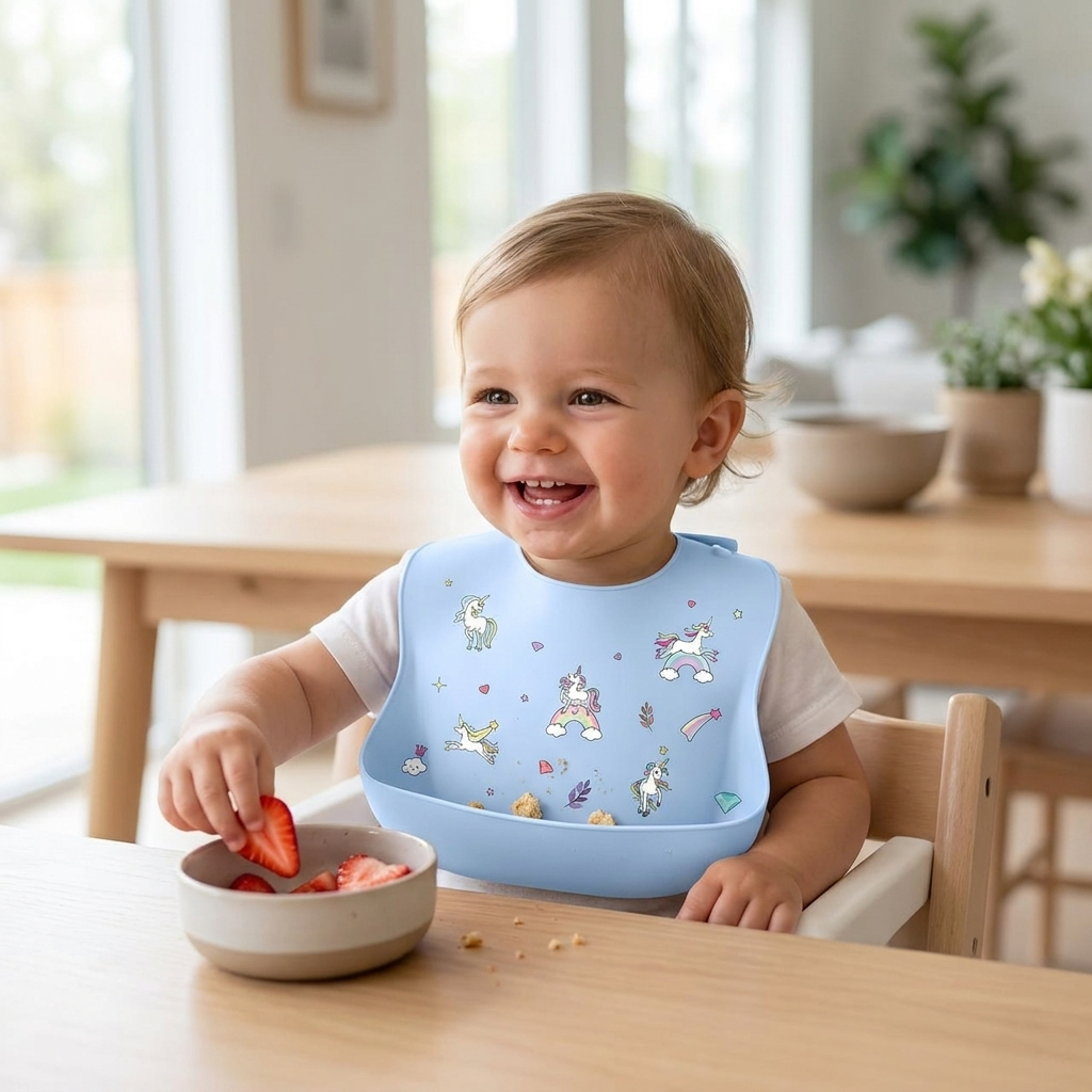 Baby bib unicorn blue lifestyle
