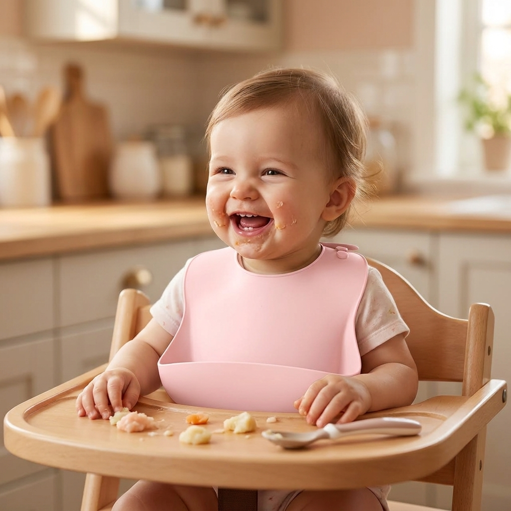 Baby bib pink lifestyle