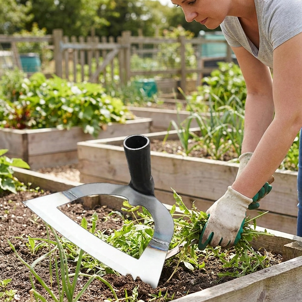 26cm hollow weeding hoe in use