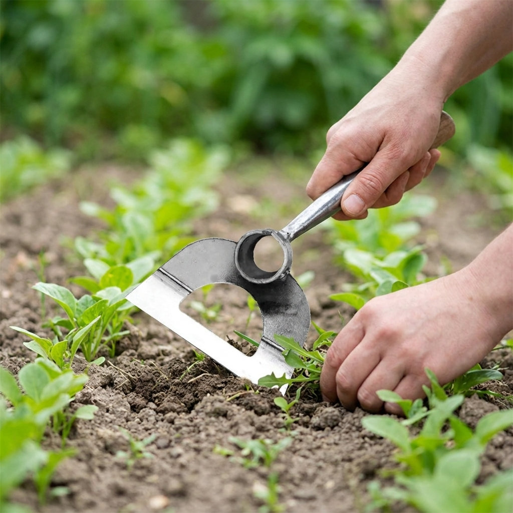 14cm hollow weeding hoe in use