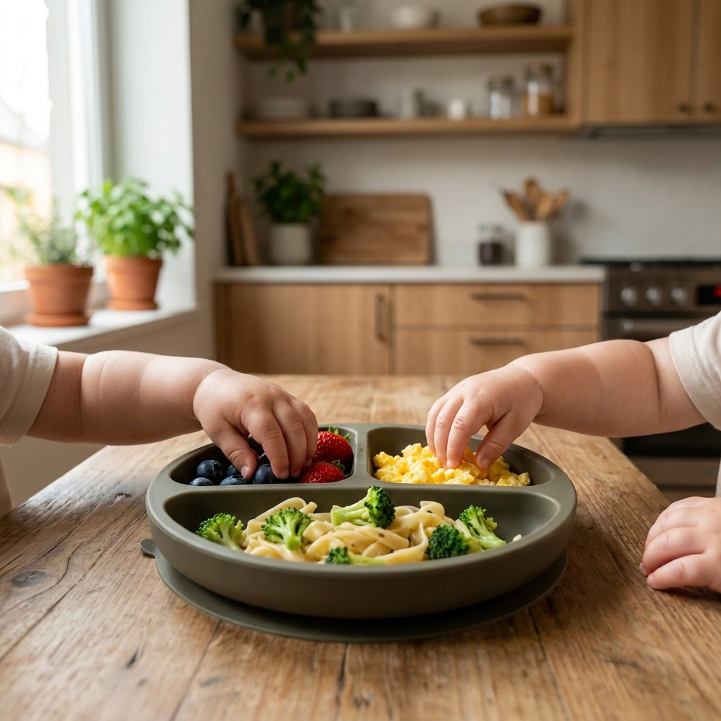 Suction plate dark khaki lifestyle