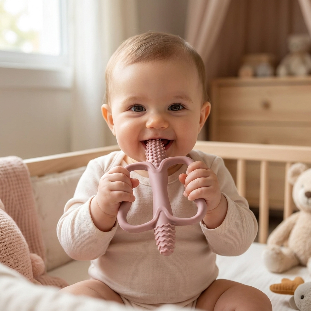 Teething stick pink lifestyle