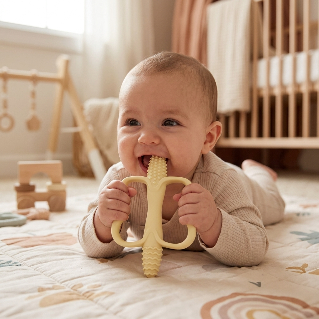 Teething stick yellow lifestyle