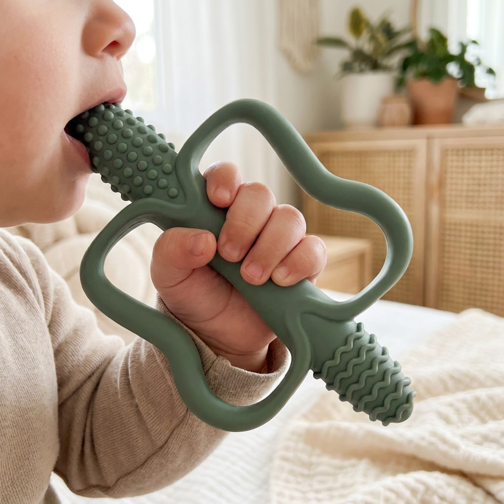 Teething stick green lifestyle