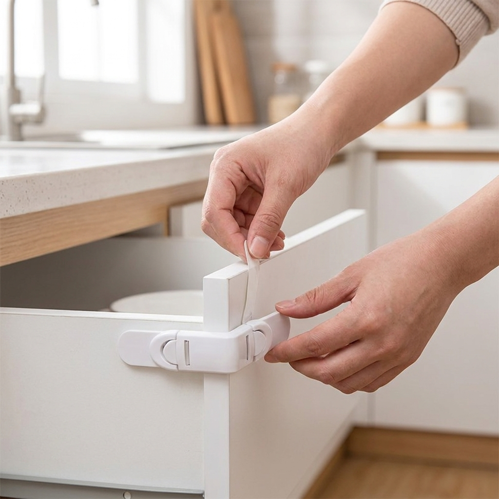 Baby safety cabinet lock lifestyle