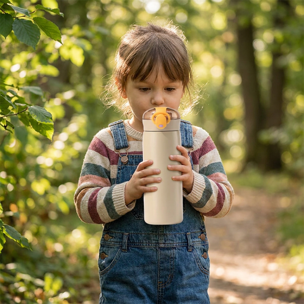 Kids thermos khaki lifestyle