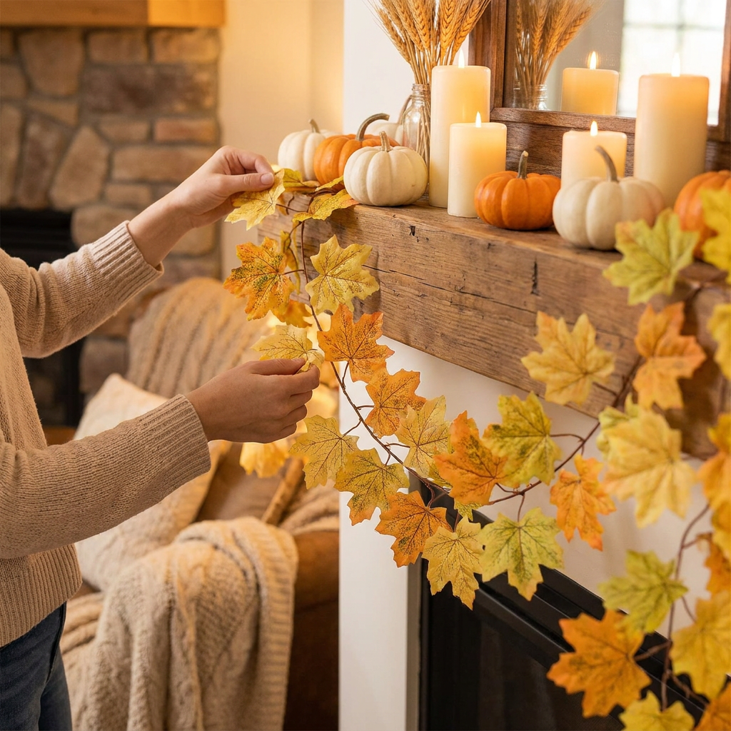 Maple leaf garland colourway B lifestyle