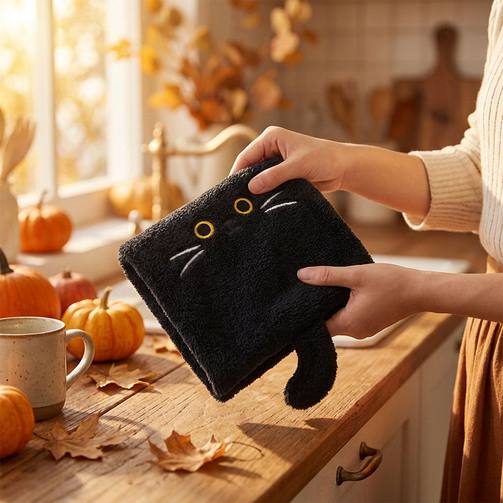 Cat hand towel S6 lifestyle