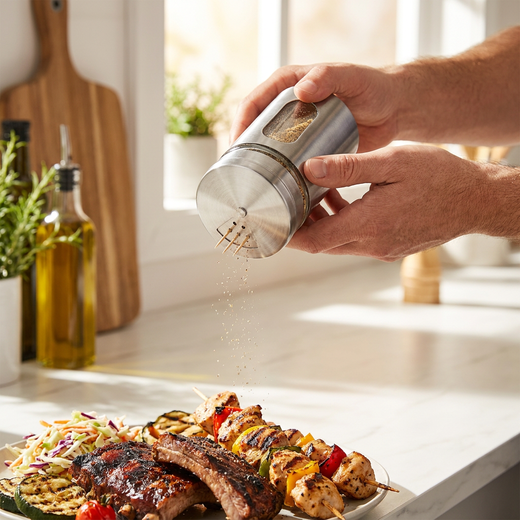 Seasoning shaker in use