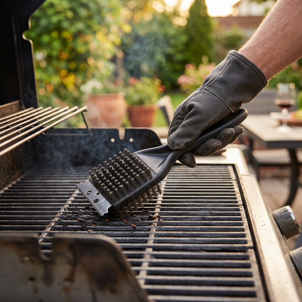 Grill cleaning brush black lifestyle