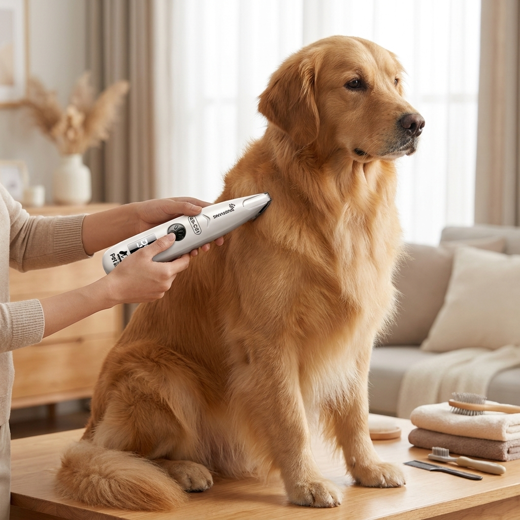 Grooming trimmer used on dog