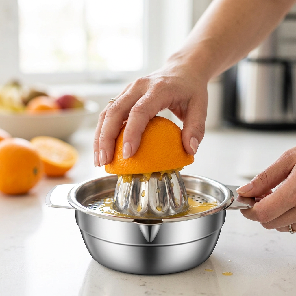 Manual juicer in use