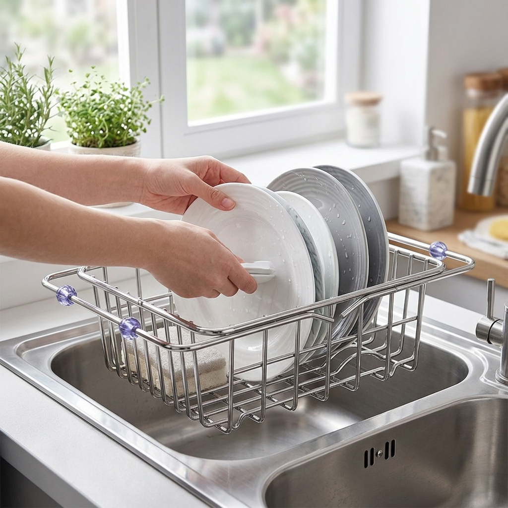 Large sink drying rack in use