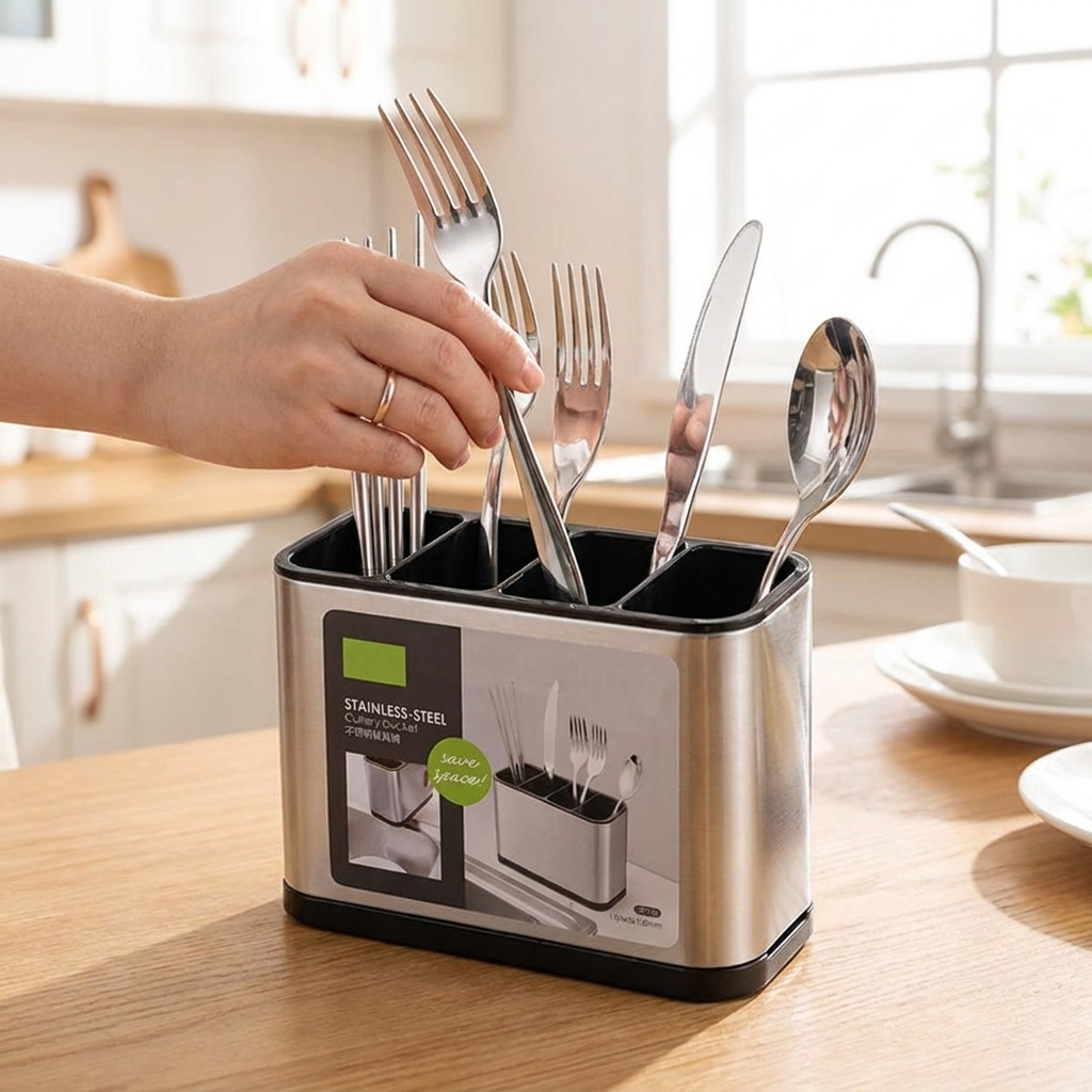 Cutlery caddy B in use