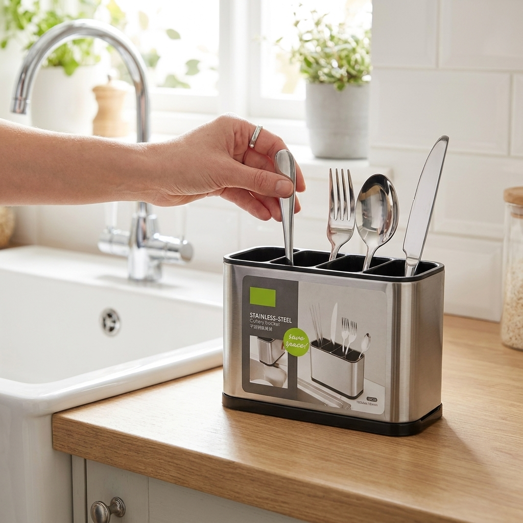 Cutlery caddy A in use