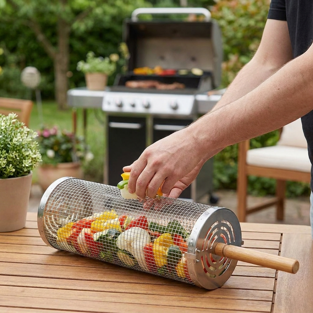 Rolling grill basket SET 2 lifestyle