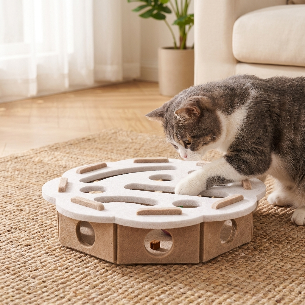 Cat with camel white round puzzle toy
