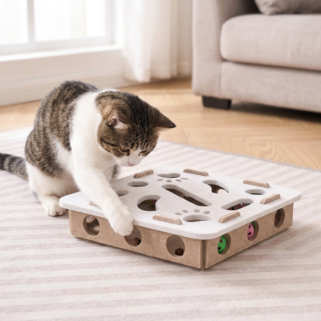 Cat with camel white square puzzle toy
