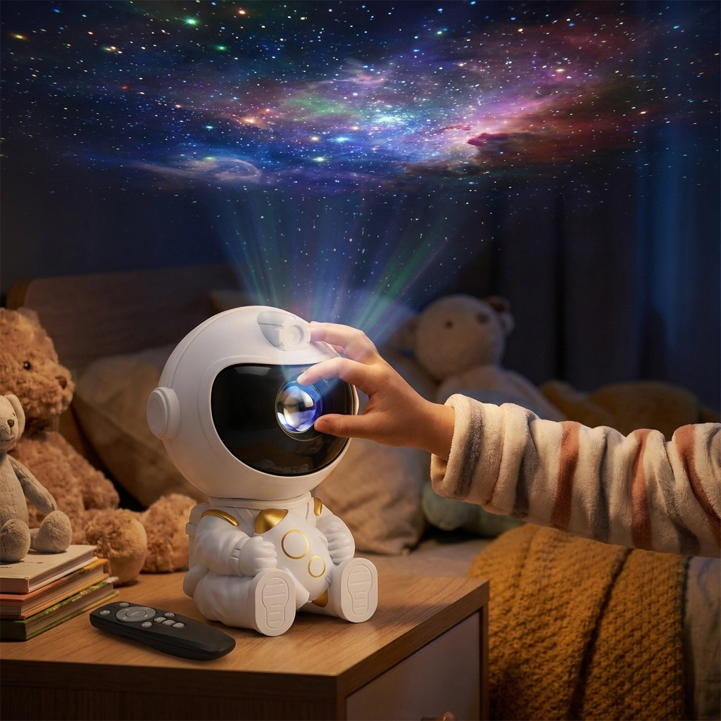 Rocket galaxy projector in use