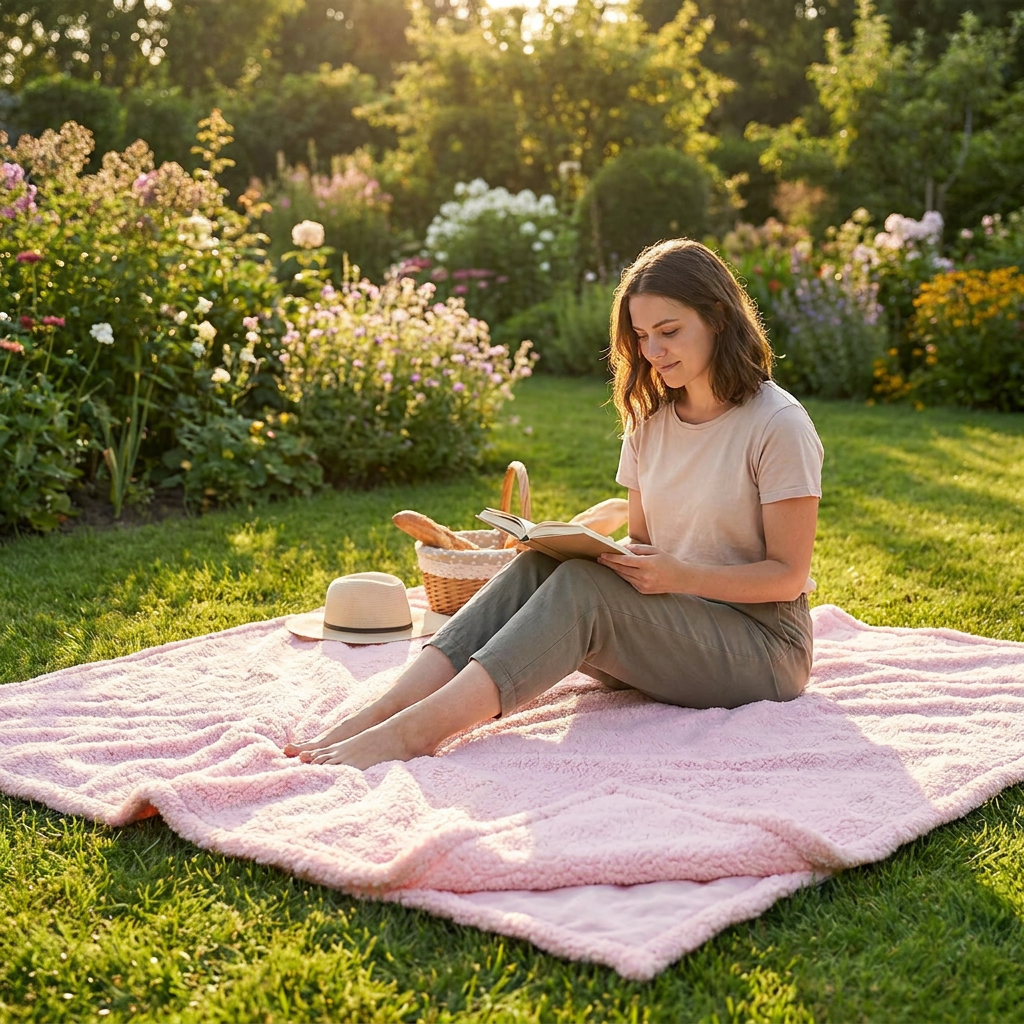 Waterproof blanket pink lifestyle