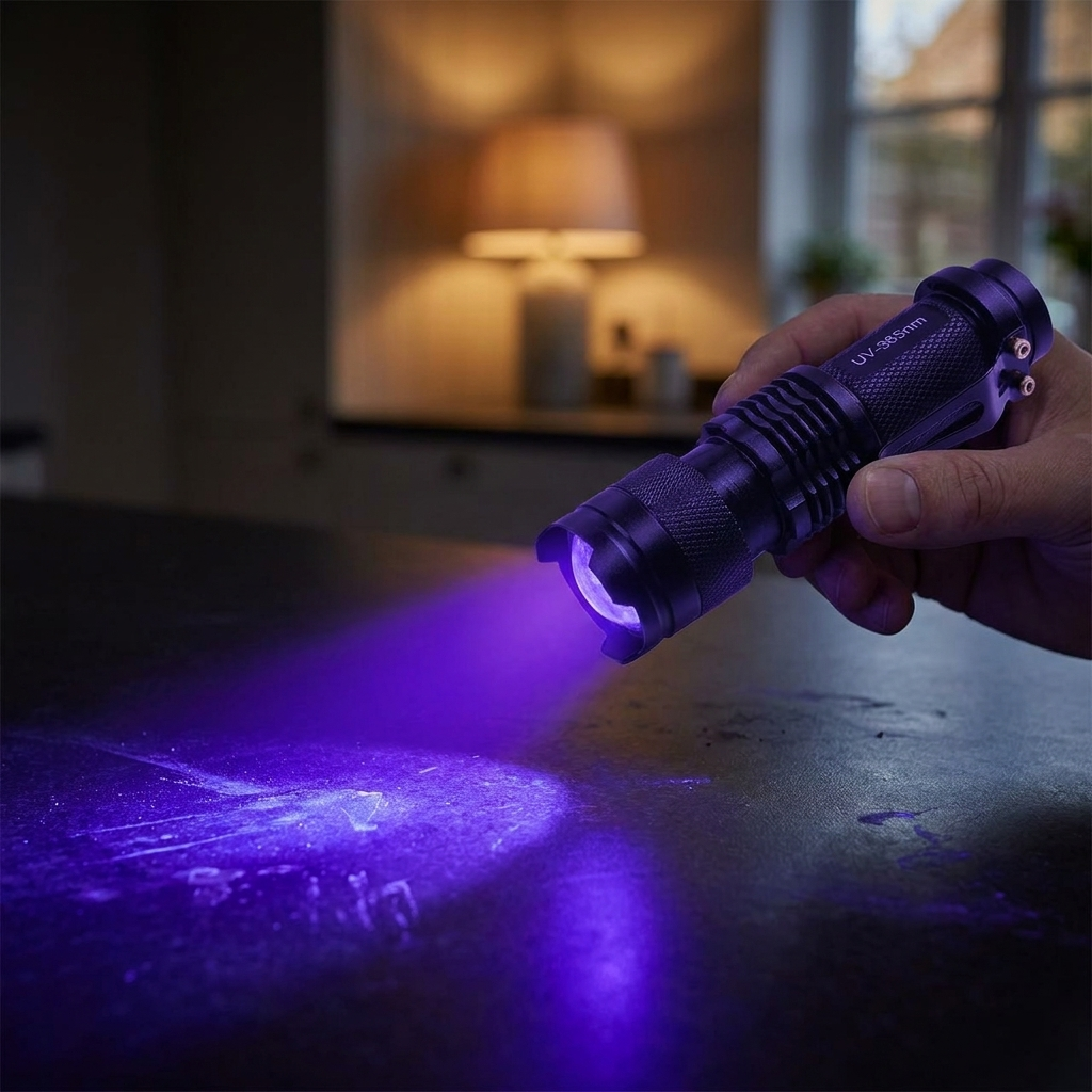 365nm UV torch in use