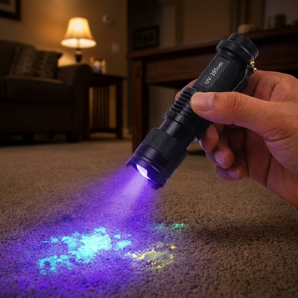 395nm UV torch in use