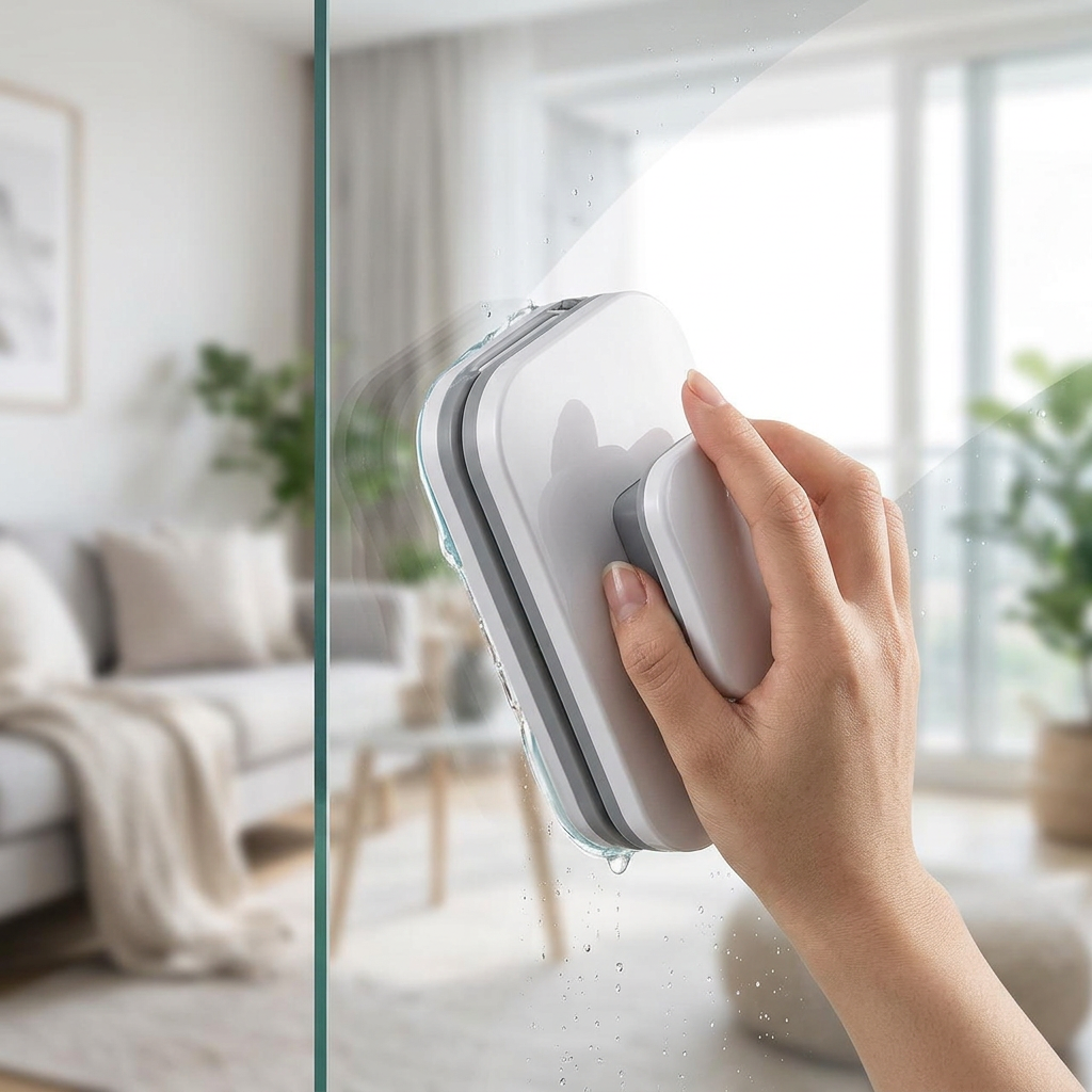 Magnetic window cleaner for thick glass