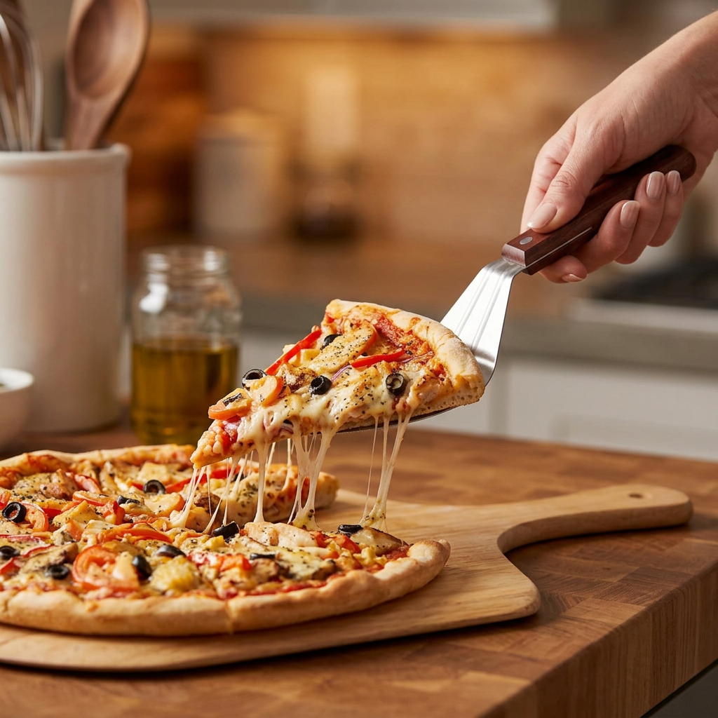 6.5 inch pizza peel in use