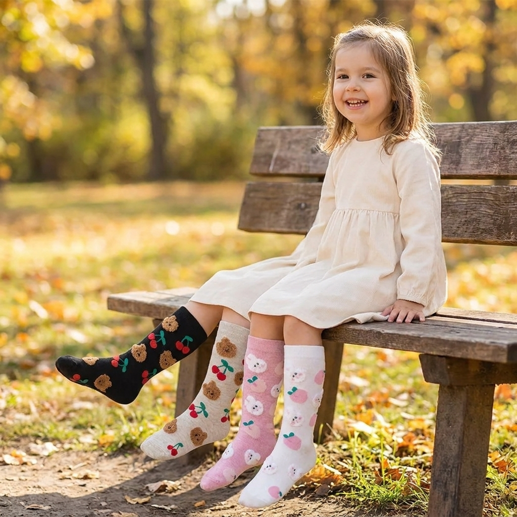 Girl wearing knee high long socks