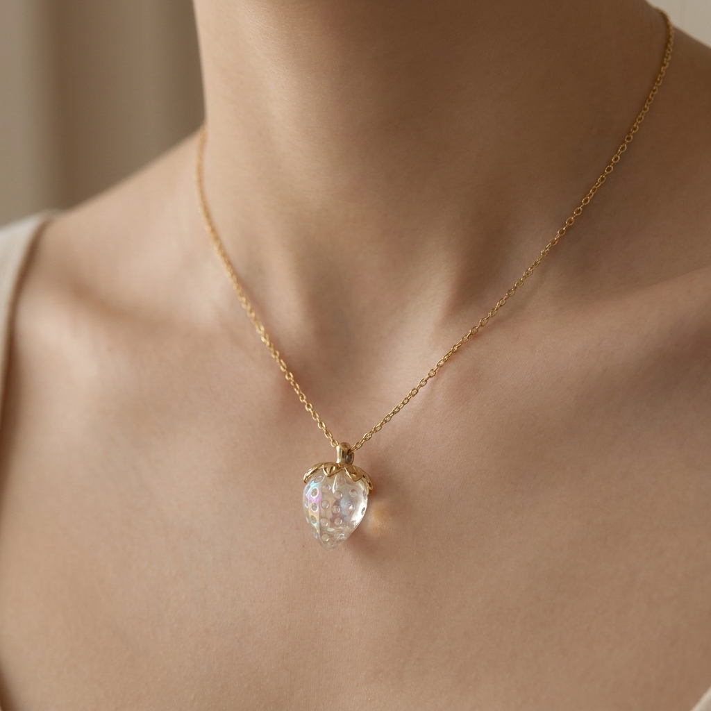 Woman wearing necklace with DIY charm
