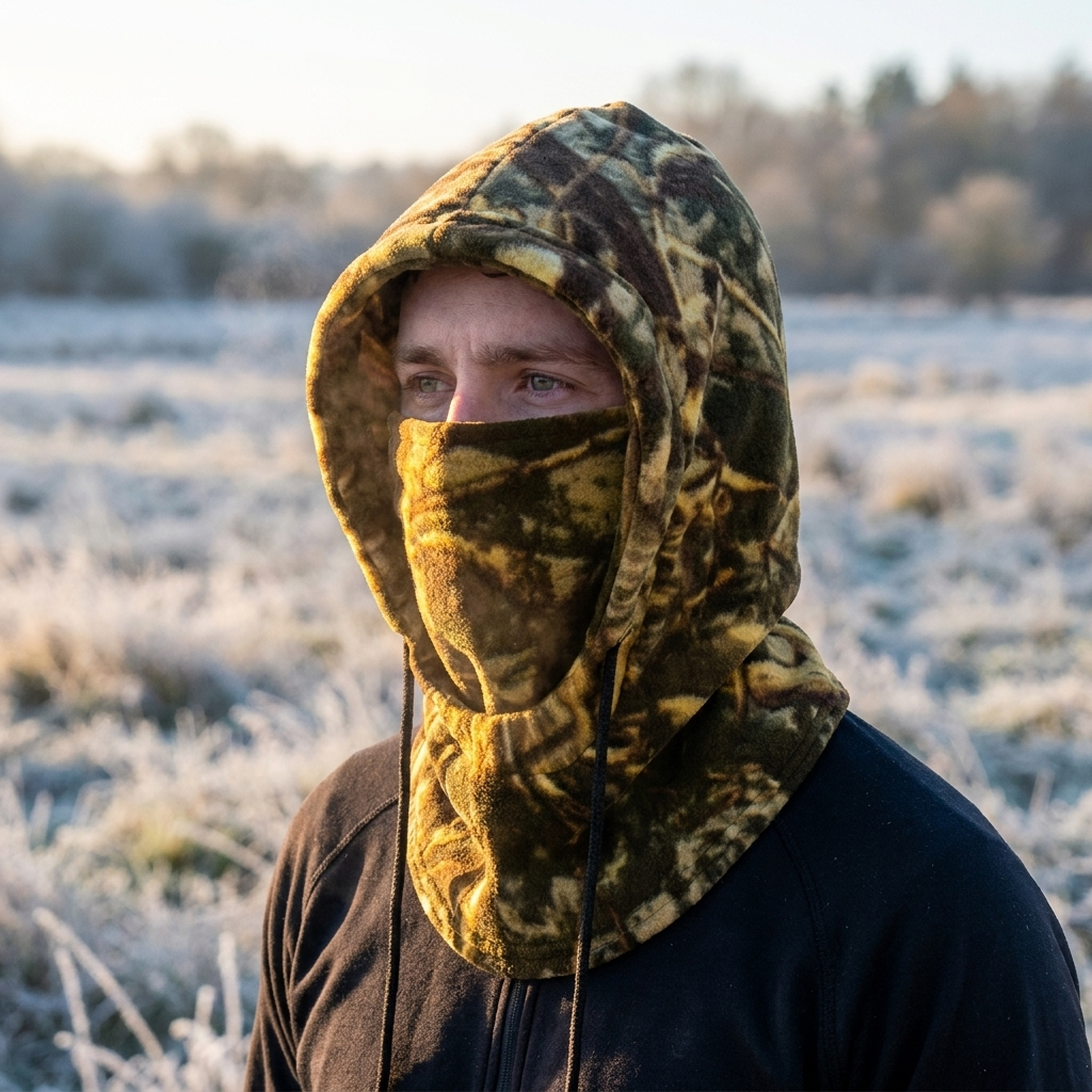 p1 yellow camo fleece balaclava worn