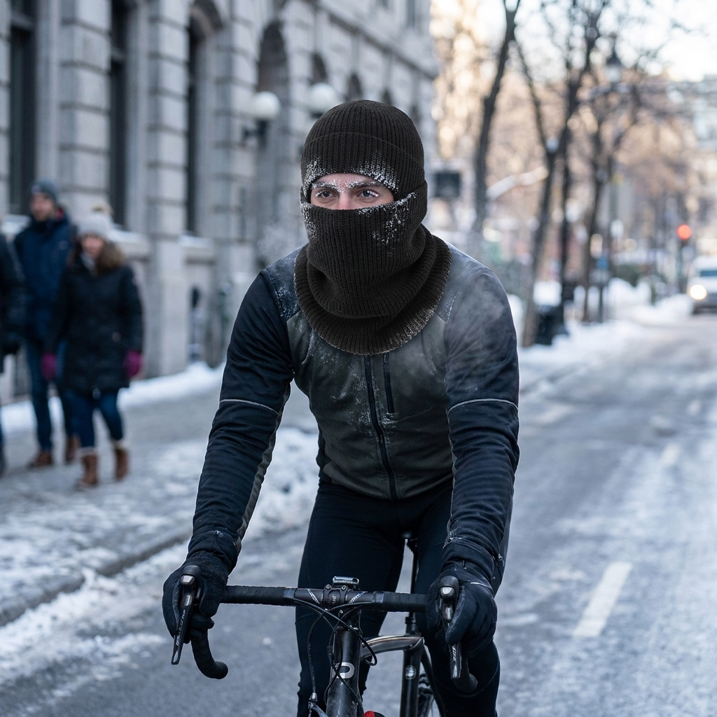 p1 black knit balaclava worn