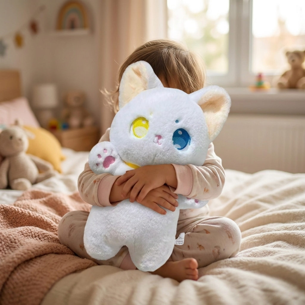 White cat plush lifestyle
