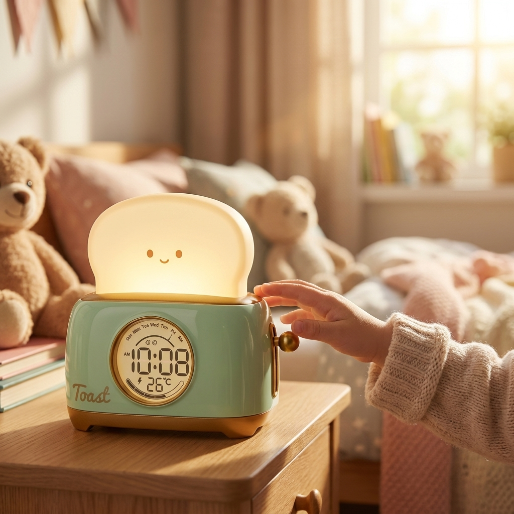 Green kids alarm clock lifestyle