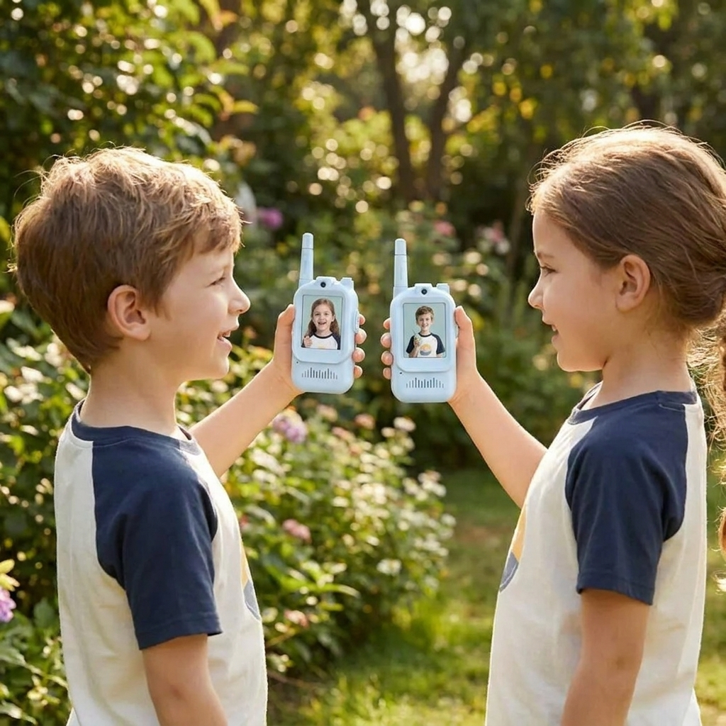Blue video walkie talkies lifestyle