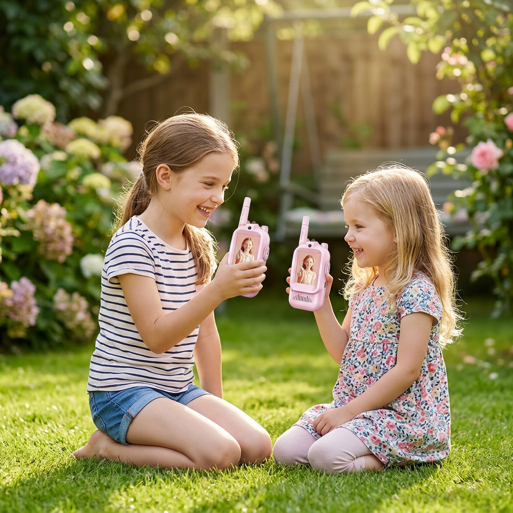Pink video walkie talkies lifestyle