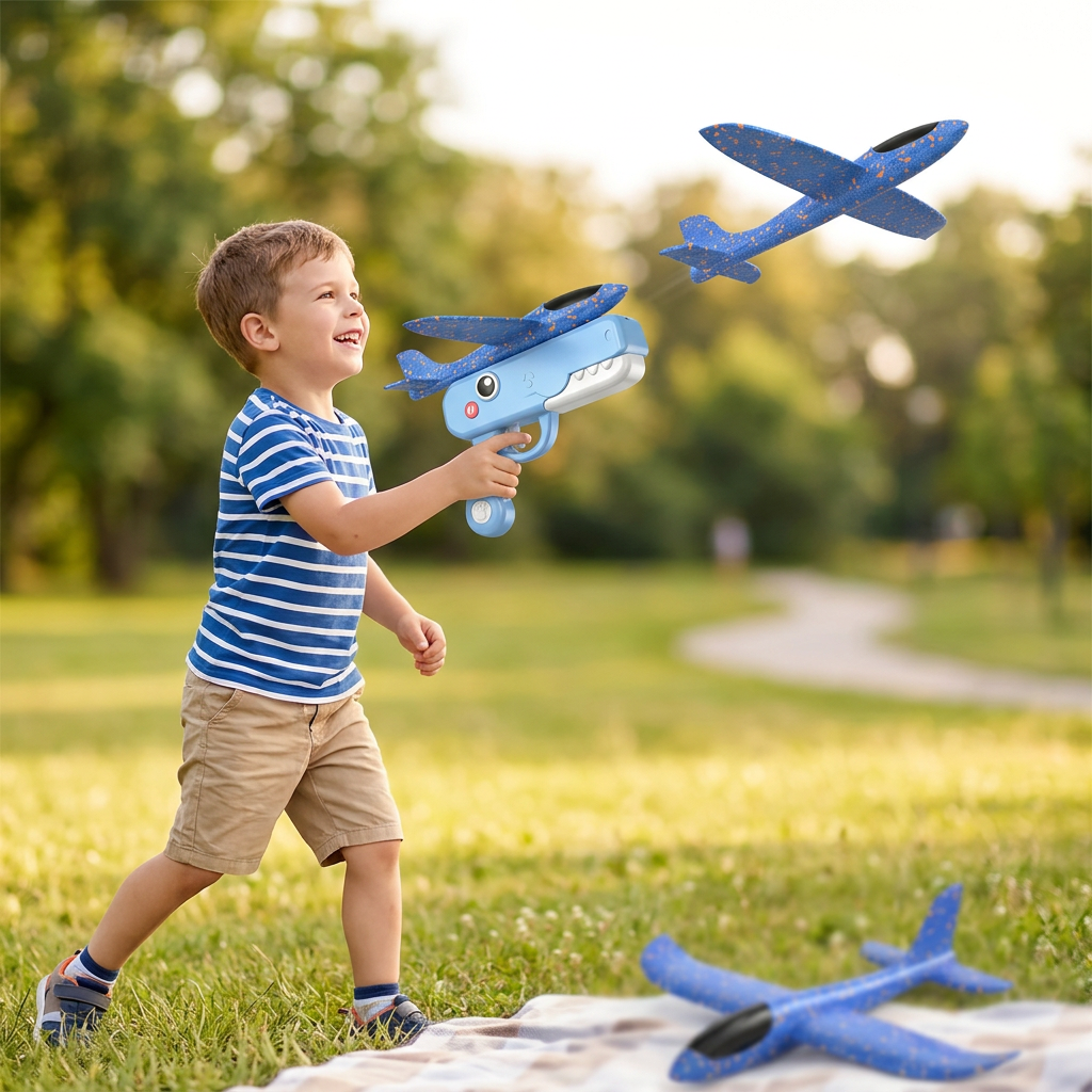 Blue catapult plane lifestyle