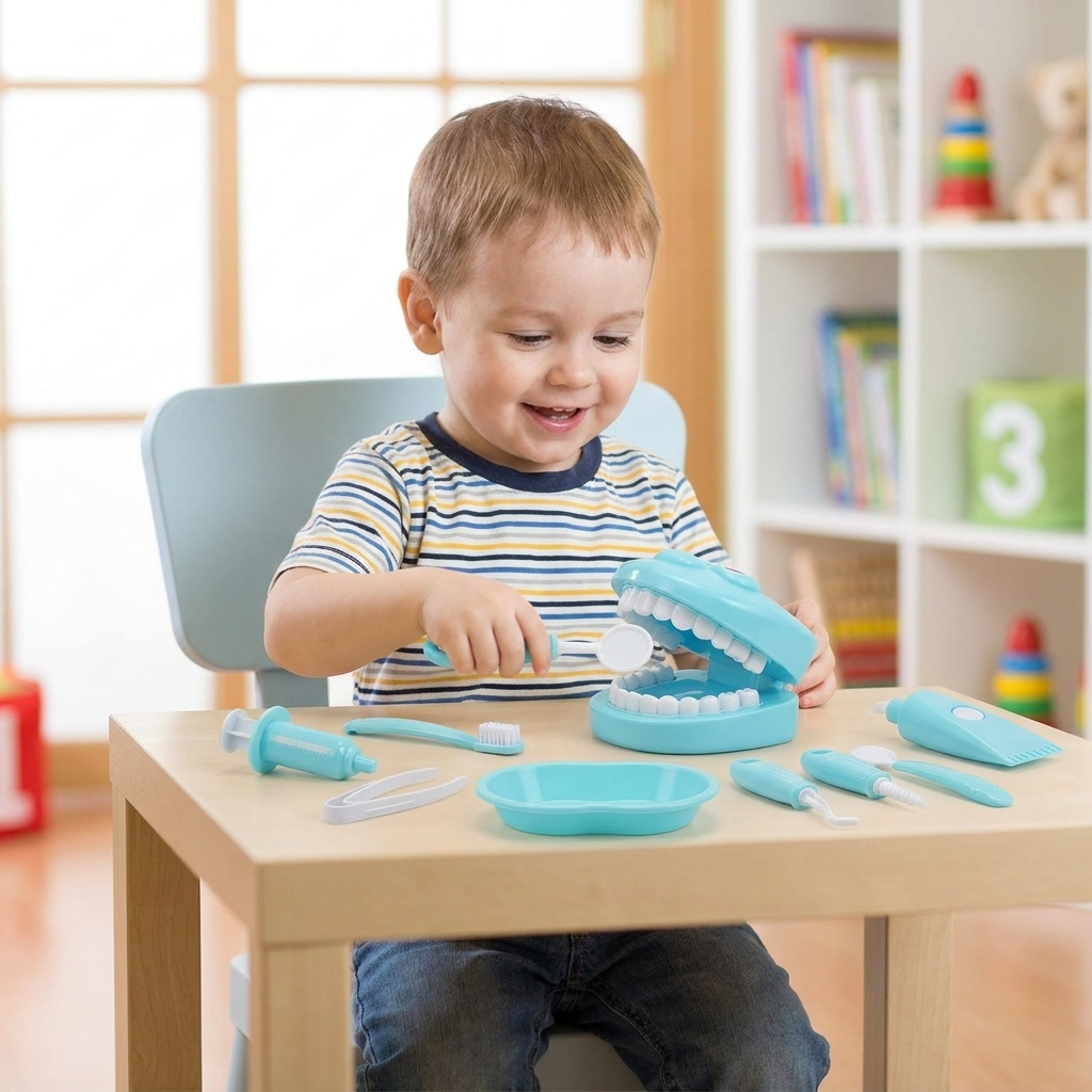 Sky blue dentist play set lifestyle