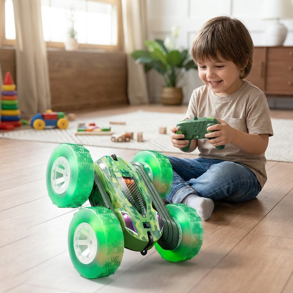 Green RC stunt car lifestyle