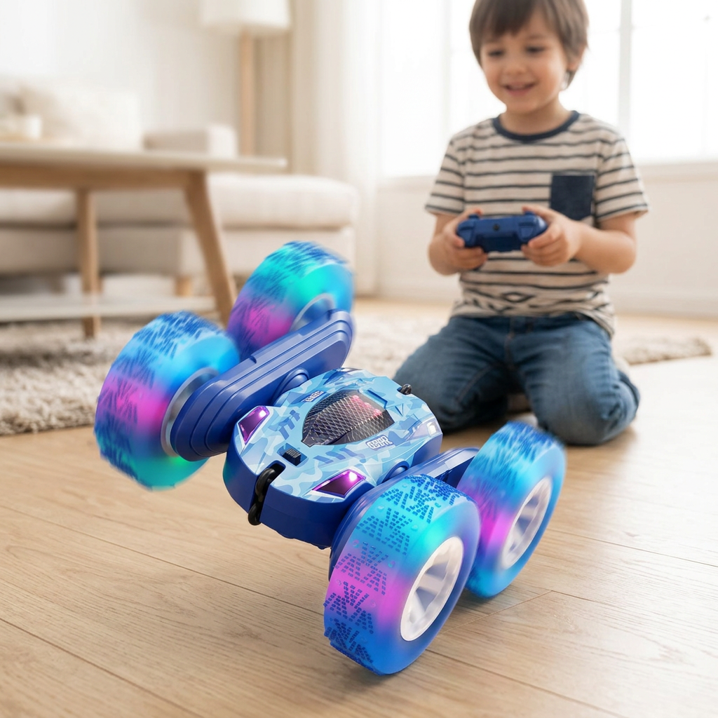 Blue RC stunt car lifestyle