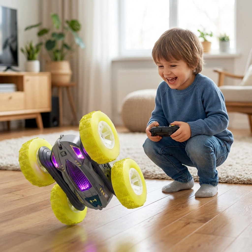 Yellow RC stunt car lifestyle