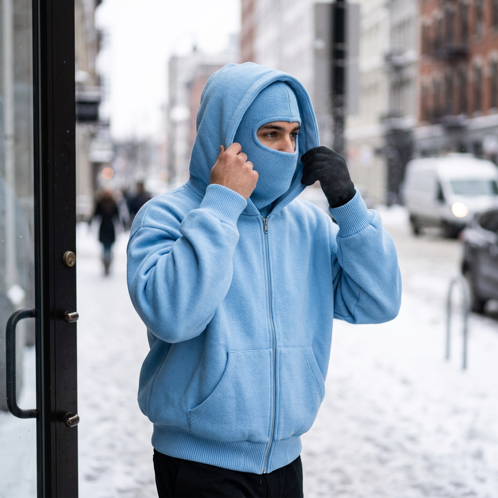 Balaclava sky blue worn