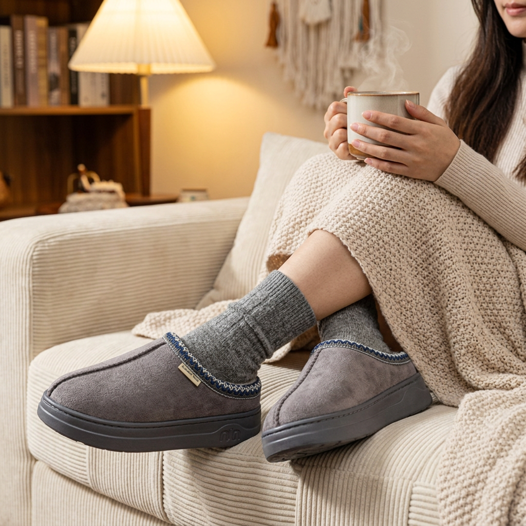 Slipper boots grey worn