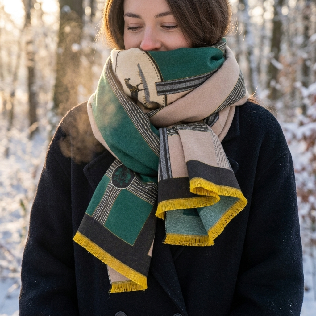Cashmere scarf green worn